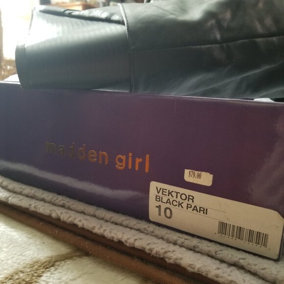 NWOT MADDEN GIRL BLACK WEDGE TALL BOOTS - Picture 3 of 8